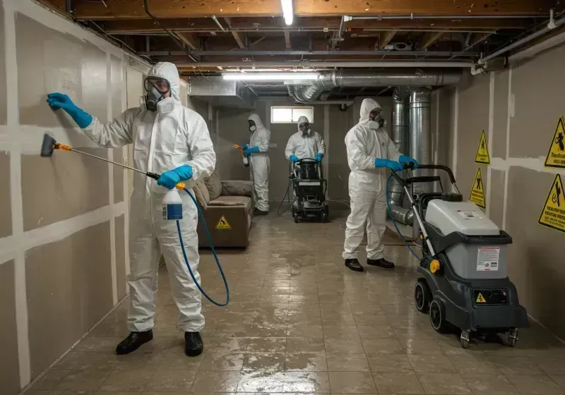 Basement Moisture Removal and Structural Drying process in Desert Aire, WA